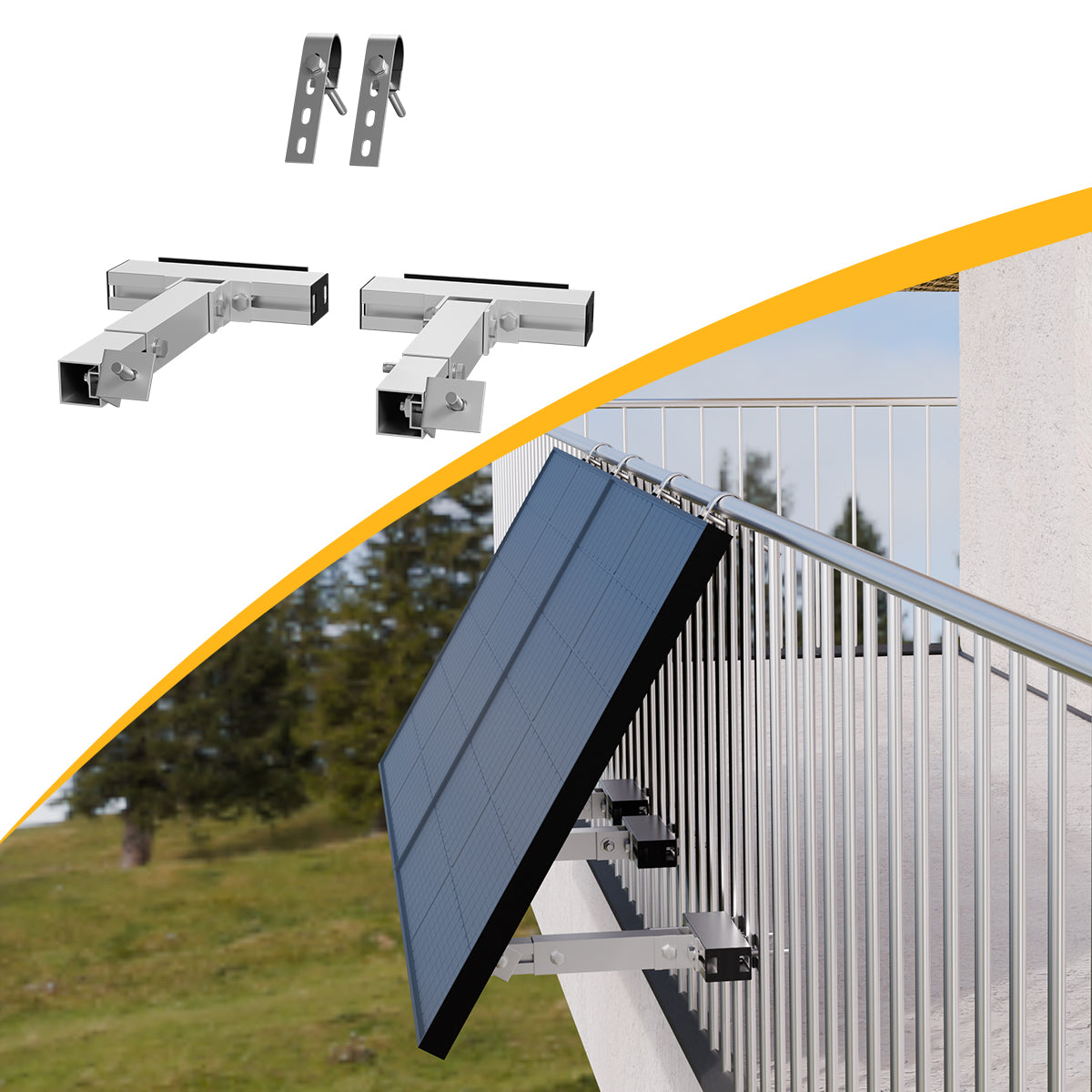 Support de montage Powerness pour panneaux solaires, centrale électrique de balcon avec crochets