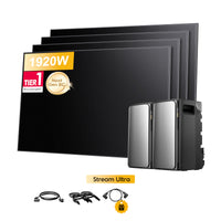 2x EcoFlow Stream Ultra, stockage tout-en-un pour centrales électriques de balcon, avec 4 modules solaires Sunpro BC Bifacial Full Black de 480 Wc, par Powerness