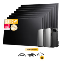 2x EcoFlow Stream Ultra, stockage tout-en-un pour centrales électriques de balcon, avec 8 modules solaires Sunpro BC Bifacial Full Black de 480 Wc, par Powerness
