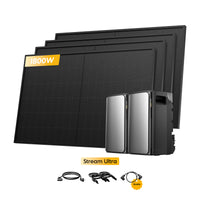 2x EcoFlow Stream Ultra, stockage tout-en-un pour centrales électriques de balcon, avec 4 modules solaires bifaciaux de 450W, par Powerness