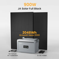 Système de stockage tout-en-un Growatt NEXA 2000 pour centrales solaires de balcon, avec 2 modules solaires bifaciaux JA Solar de 450 W, par Powerness