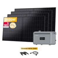 Growatt NEXA 2000 All-in-One thuisbatterij voor Plug & Play zonnepanelen, met 4 x 480Wp Sunpro BC bifaciale Full Black zonnepanelen, by Powerness