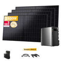 EcoFlow Stream Ultra X All-in-One thuisbatterij voor Plug & Play zonnepanelen, met 4 x 480Wp Sunpro BC bifaciale Full Black zonnepanelen, by Powerness
