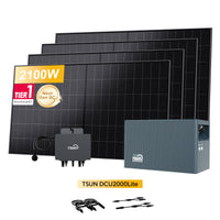 TSUN DCU2000Lite thuisbatterij voor Plug & Play zonnepanelen, met 4 x 480Wp Sunpro BC bifaciale Full Black zonnepanelen, by Powerness