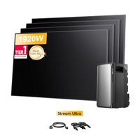 EcoFlow Stream Ultra, stockage tout-en-un pour centrales électriques de balcon, avec 4 modules solaires Sunpro BC Bifacial Full Black de 480 Wc, par Powerness