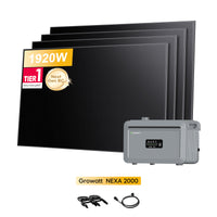 Stockage tout-en-un Growatt NEXA 2000 pour centrales électriques de balcon, avec module solaire Sunpro BC Bifacial Full Black de 4 x 480 Wc, par Powerness