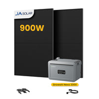 Growatt NEXA 2000 All-in-One Opslag voor Balkon-Zonnepanelen, met 2 x 450W JA Solar Bifaciale Zonnepanelen, by Powerness