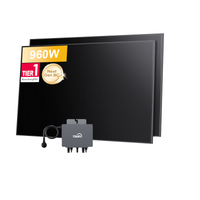 Ensemble de centrale électrique pour balcon TSUN, module solaire Sunpro BC Bifacial Full Black 960 Wc, onduleur 800 W, par Powerness